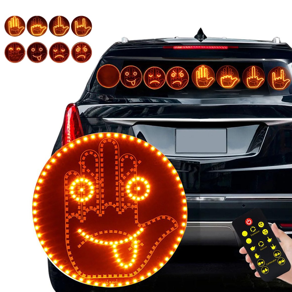 WSZECHSTRONNY SYGNALIZATOR GESTÓW LED DO SAMOCHODU NA SZYBĘ Z PILOT