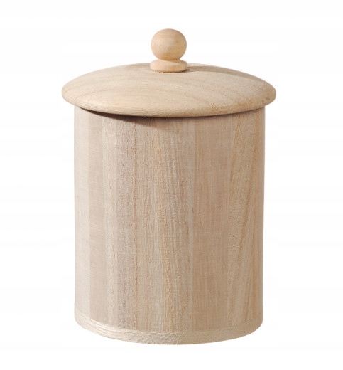 Pudełko drewniane FSC z pokrywką, okrągłe, naturalne