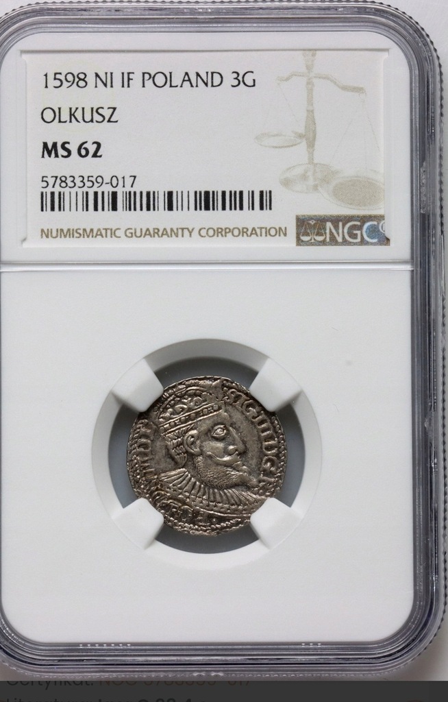 Trojak Olkusz 1598 Zygmunt III Waza NGC MS62 Przepiękna patyna, inne aukcje