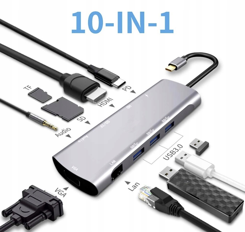 Купить 4Apple Pro HUB 10in1 USB-C LAN VGA HDMI USB MacBook: отзывы, фото, характеристики в интерне-магазине Aredi.ru