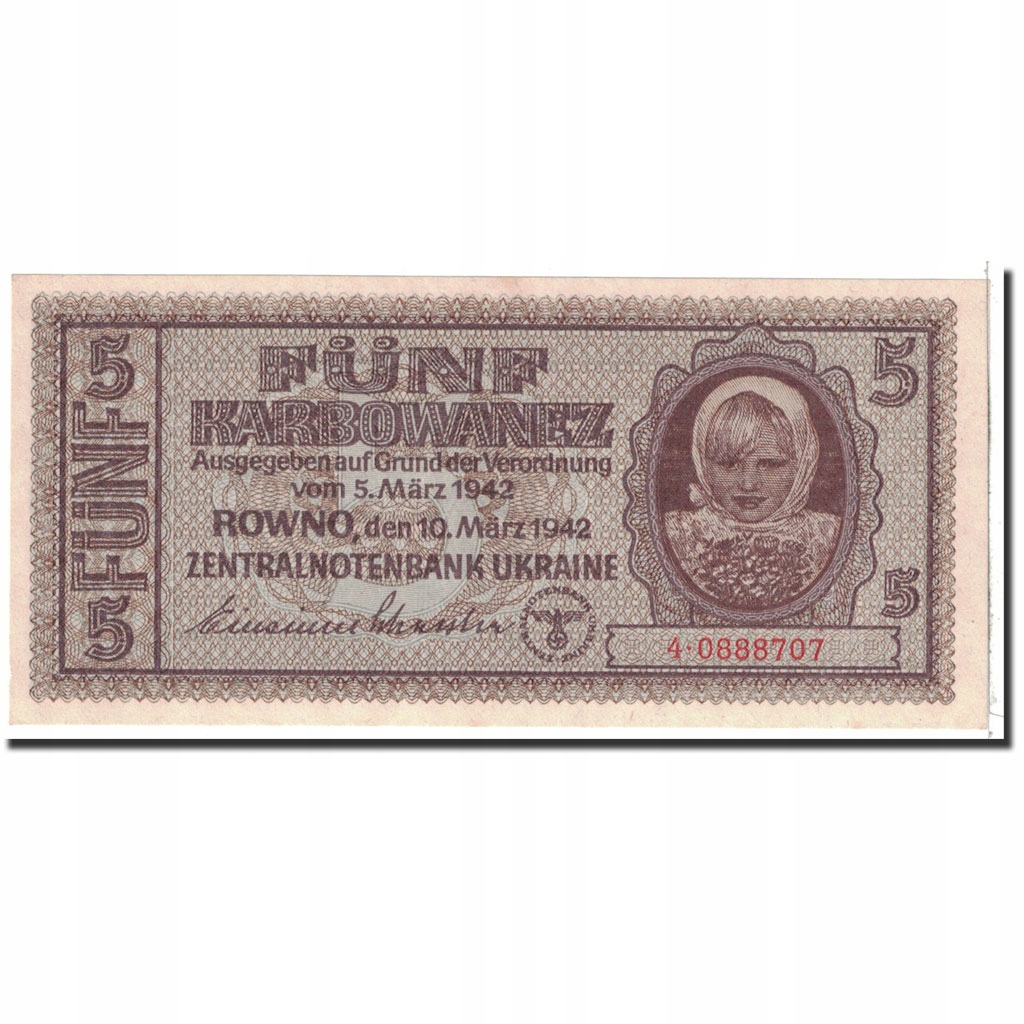 Banknot, Ukraina, 5 Karbowanez, 1942, 1942-03-10,
