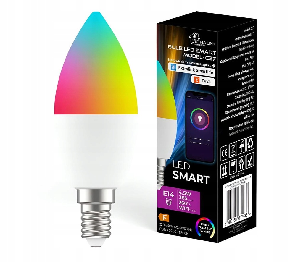 Inteligentna żarówka ExtraLink LED C37 (E14, RGB, WIFI)