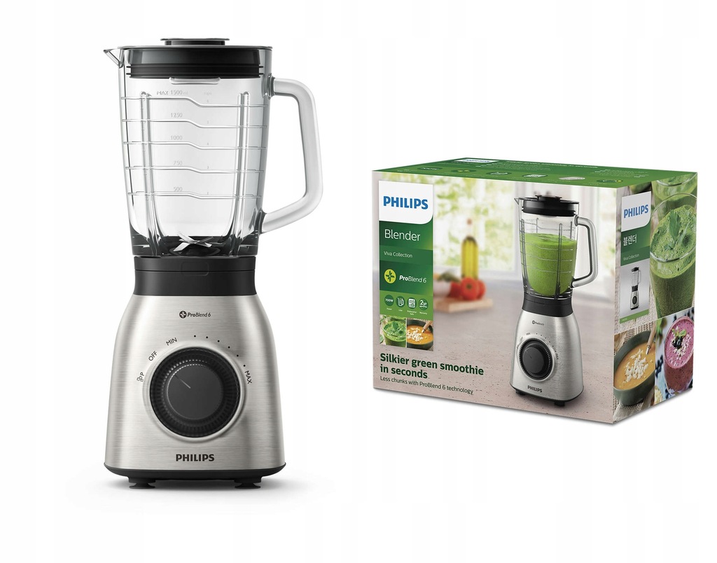 BLENDER STOJĄCY szklany PHILIPS HR3555/00 - 8399719298 - oficjalne archiwum Allegro