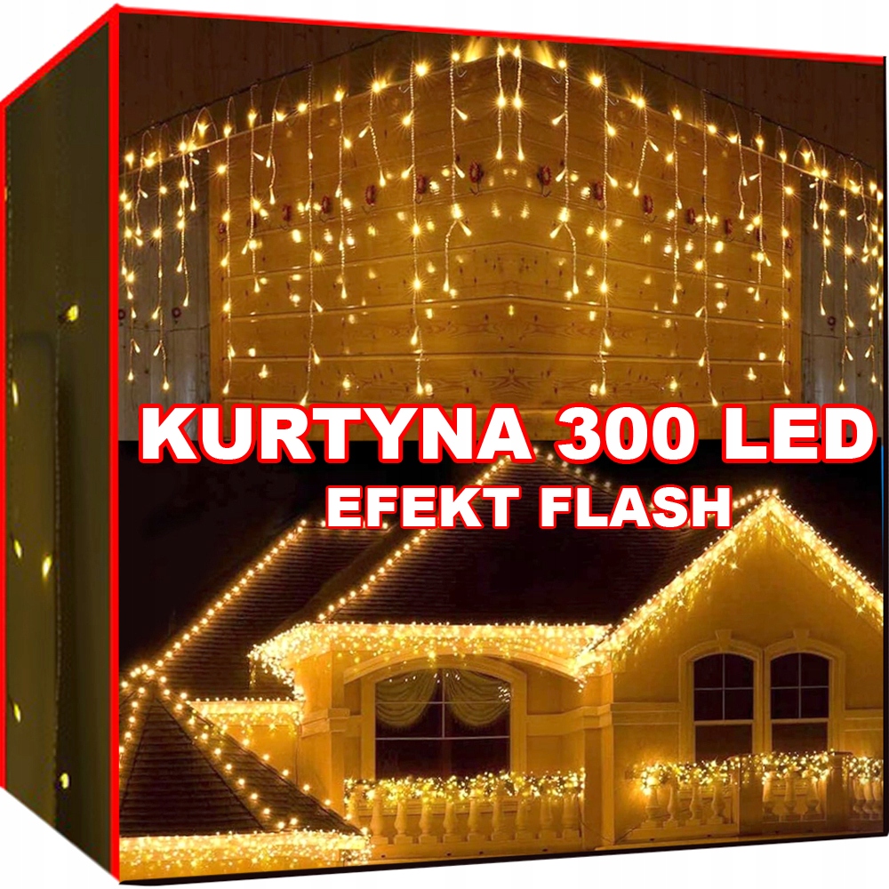 300 LED SOPLE LAMPKI CHOINKOWE Białe ciepłe Flash