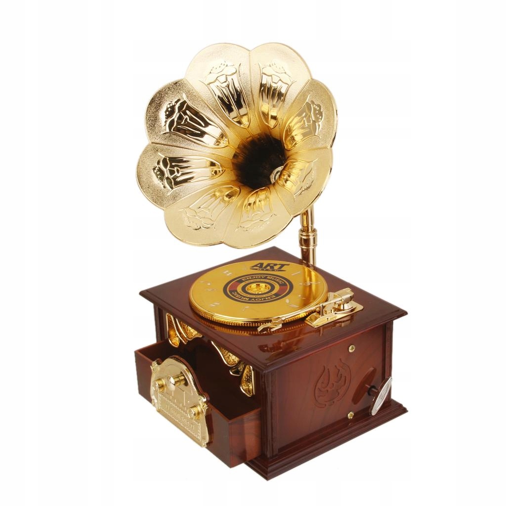 Vintage Gramophone Phonograph Design Mechanical Music Box Clockwork Toy