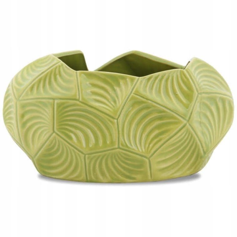 Wazon ceramiczny szeroki zielony
