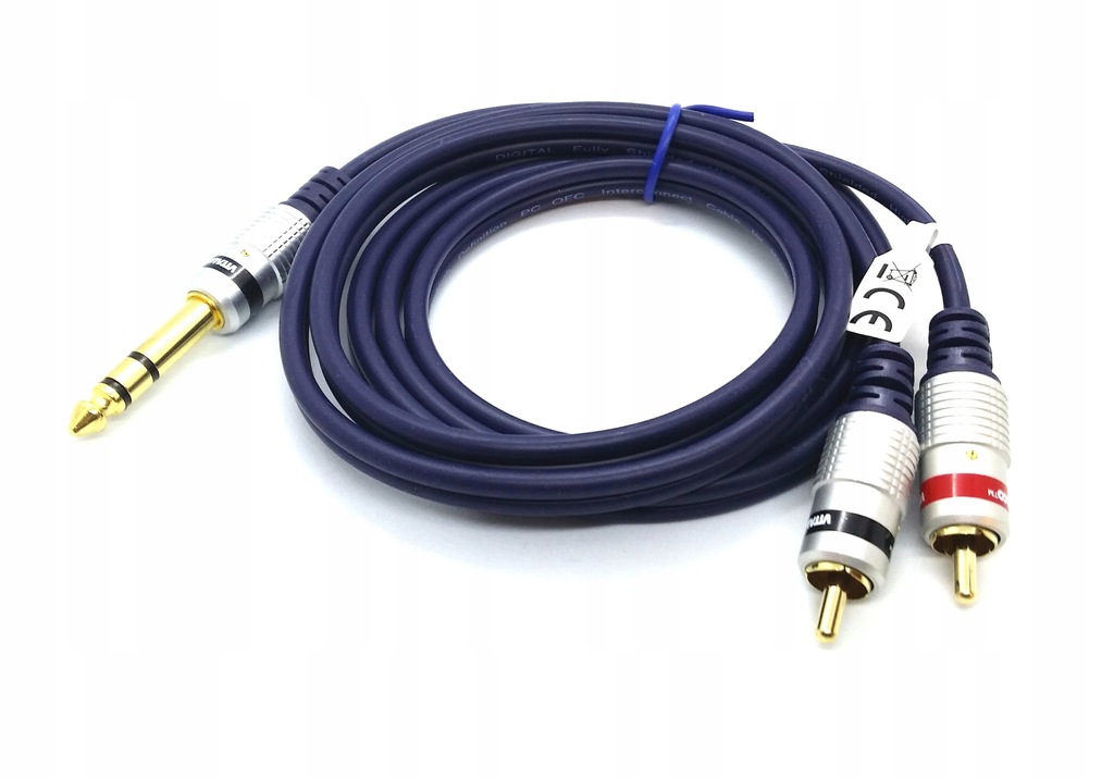 Przyłącze 2xRCA CHINCH NA wtyk JACK6,3 STEREO 15m