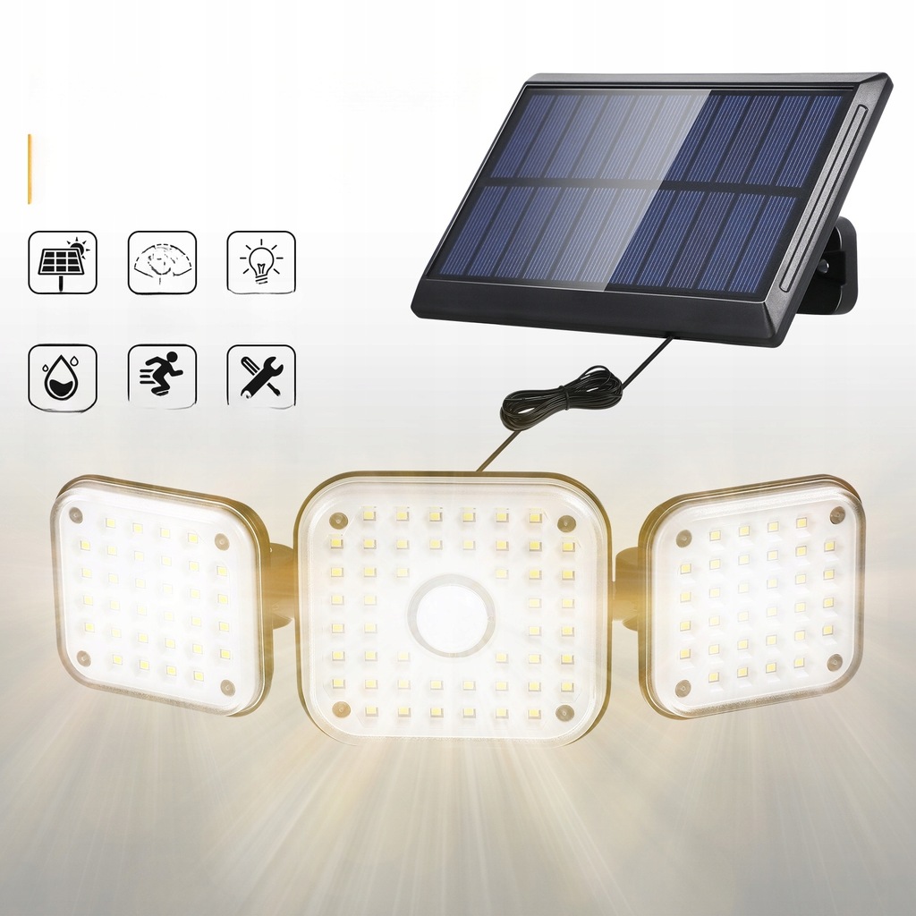 SOLAR LAMPKA LED 112 Z CZUJNIKIEM RUCHU DO OGRODU PŁOTU ŚCIANY
