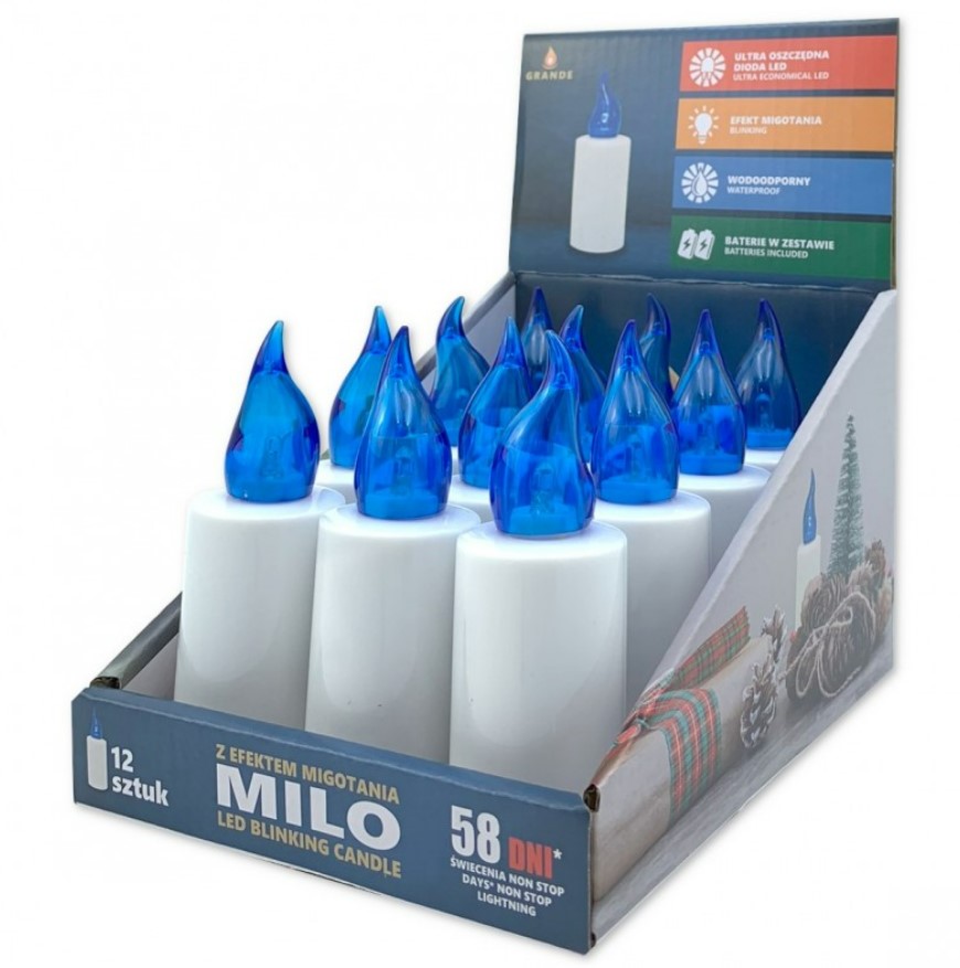 Grande Milo wkłady do zniczy LED niebieski