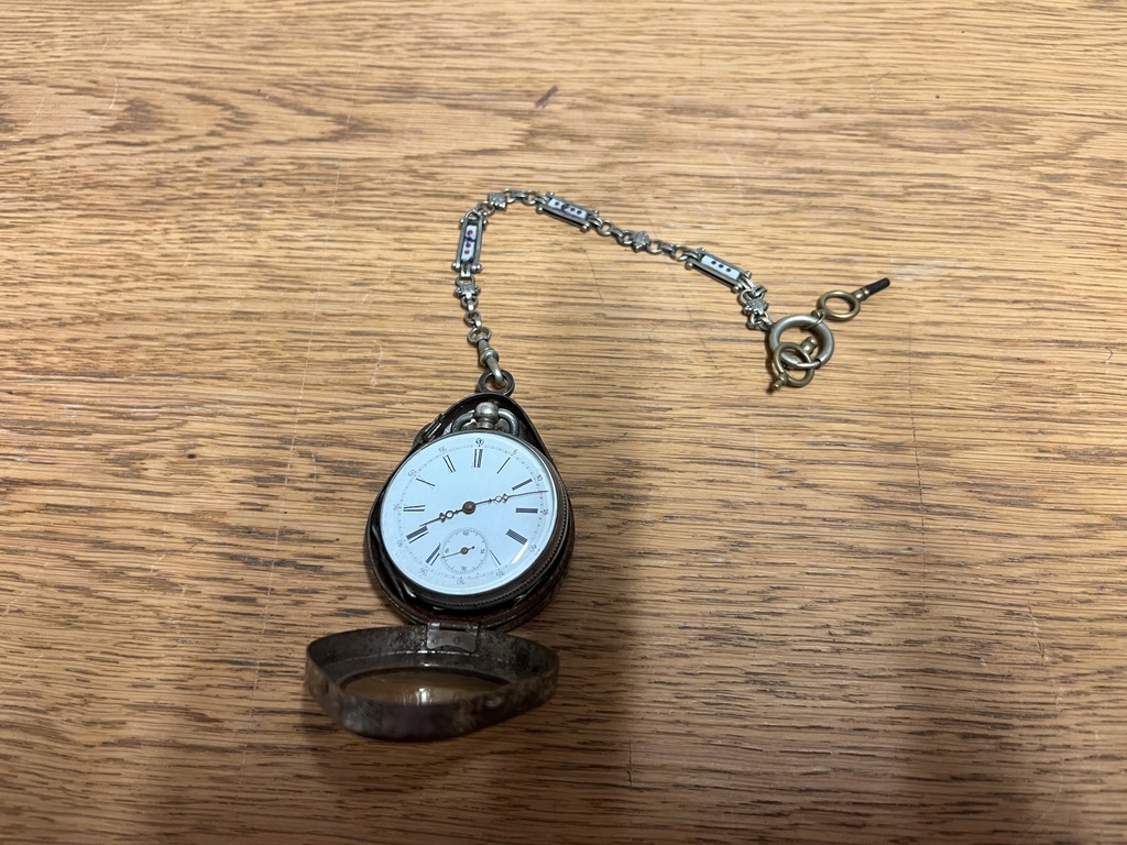 Stary zegarek kieszonkowy Cylindre 10 RUBIS + zawieszka Primus