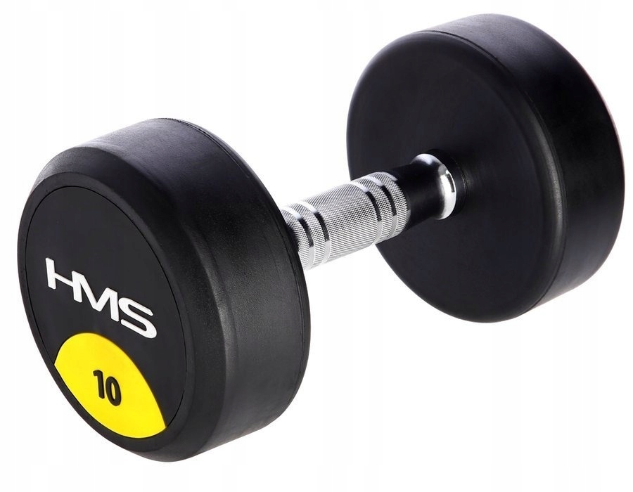 HMS Hantla Hantelka Ciężarek Gumowany Chromowany Do Ćwiczeń Fitness 10 kg