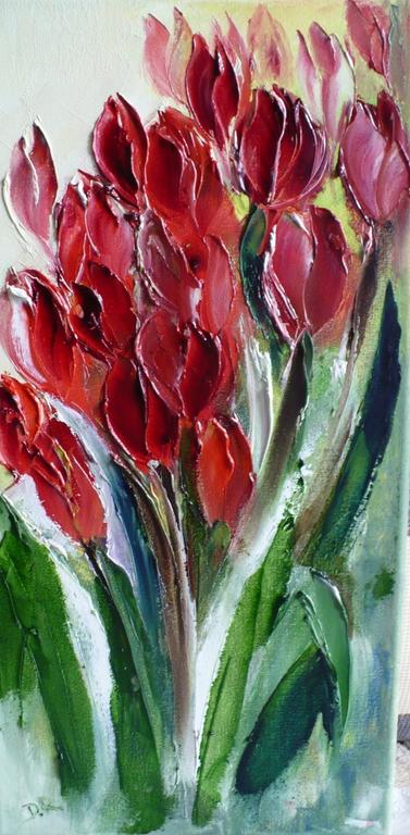 Obraz olejny Tulipany 20x40