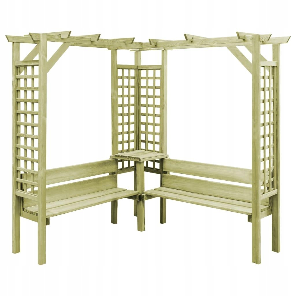 Pergola drewno VidaXL łuk z ławką 200 cm