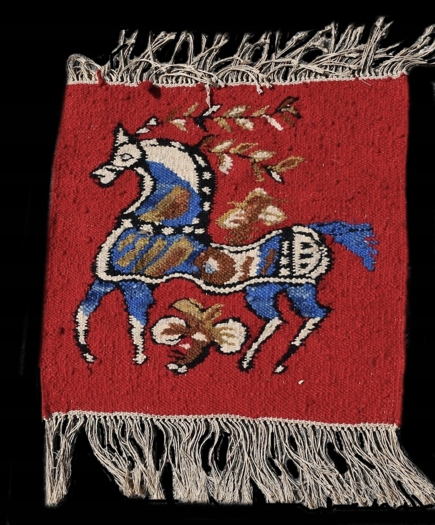 Gobelin kilim wełniany dywanik koń 52x52