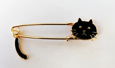 Agrafka ozdobna kotek czarny wym.7x1,8cm