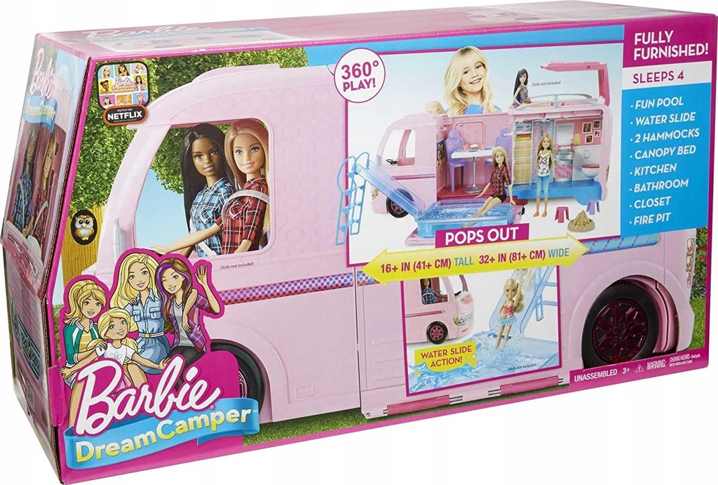 Barbie FBR34 Kamper Wymarzony samochód duży dla lalki