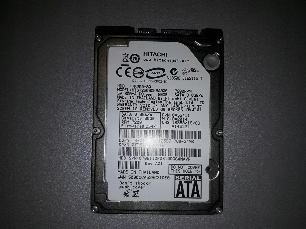 Dysk Hitachi 80GB HTS722080K9A300 2,5" DAWCA