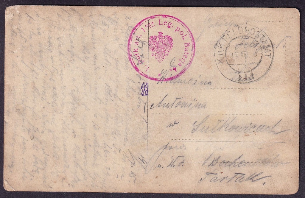 Legiony I Pułk Artylerii PP 118 pocztówka z Legionistami 1915 (21)