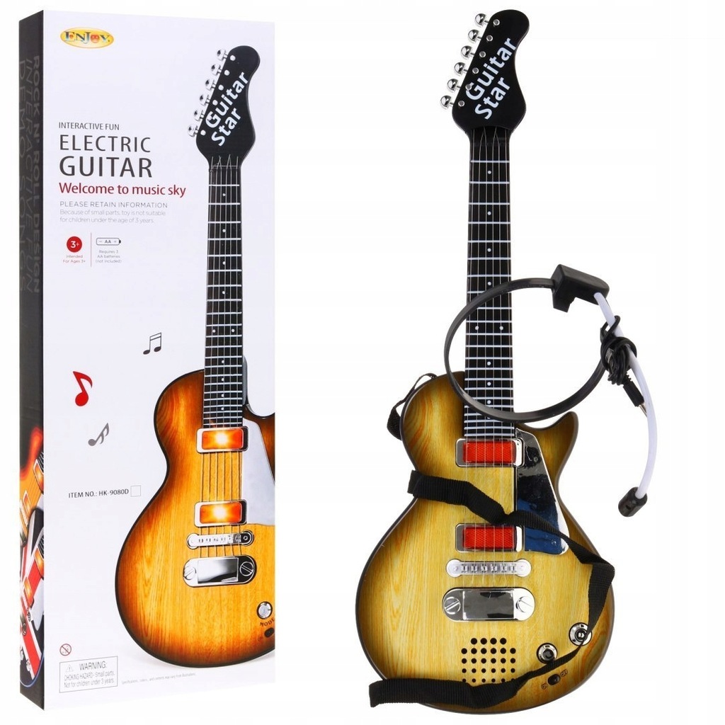 Elektryczna Gitara dla dzieci 3+ imitacja drewna +