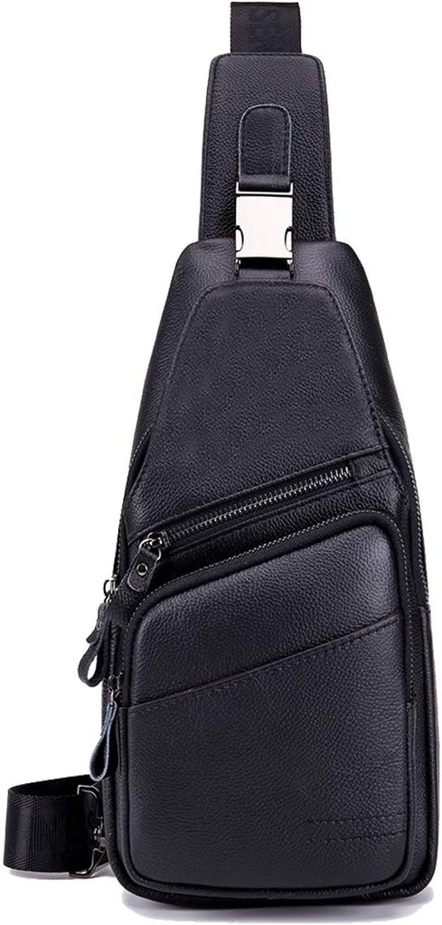 MĘSKA SKÓRZANA MODNA TORBA CROSSBODY CZARNA