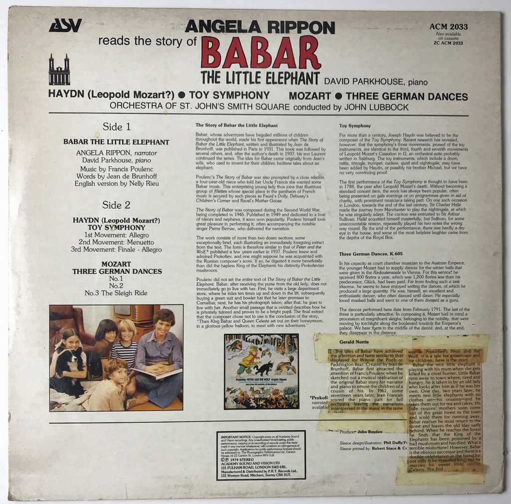 Купить Rippon Story Of Babar Elephant LP ACM2033 BDB: отзывы, фото, характеристики в интерне-магазине Aredi.ru