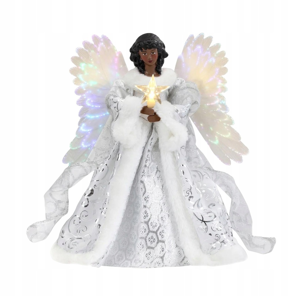 Angel Treetop Figurine 25*20cm with Lights Star Xmas Decoration Kids StyleA
