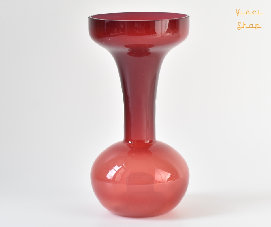 Wazon świecznik różowy ciemny J. Słuczan-Orkusz Huta Tarnowiec