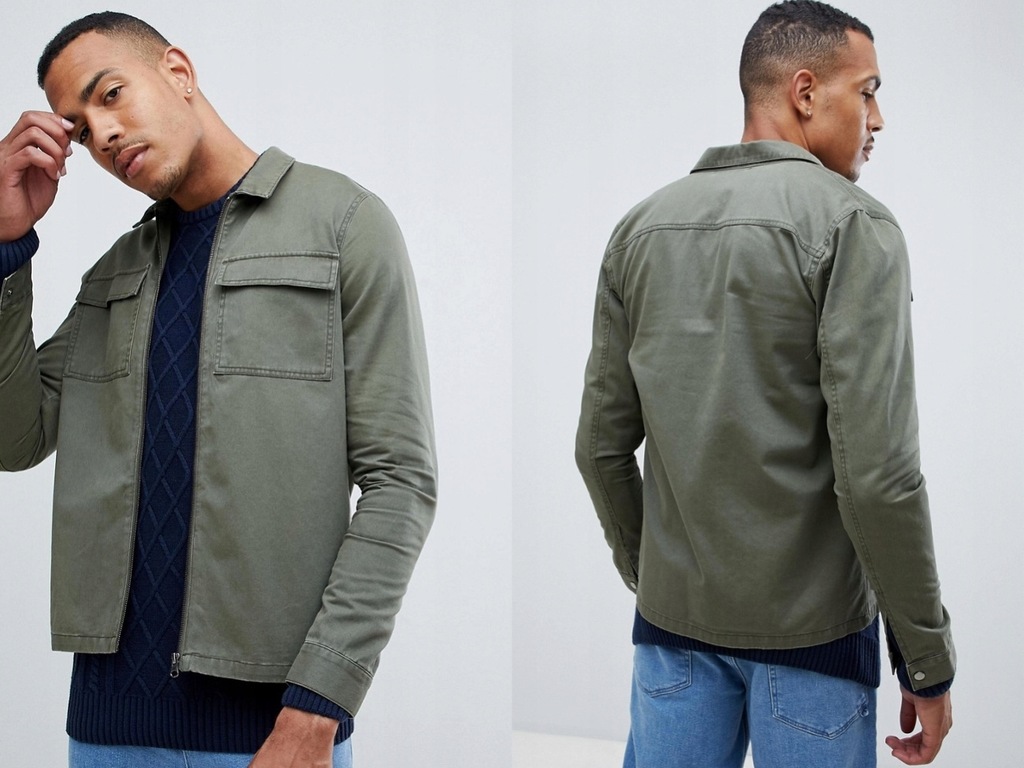 Another Influence zielona khaki kurtka jeansowa XL