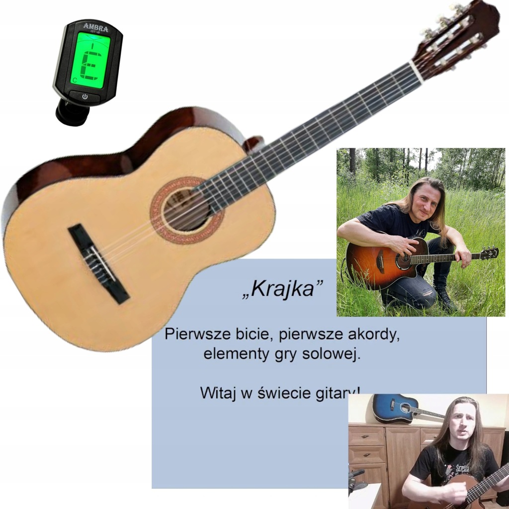 Kurs VIDEO+Gitara klasycz. 3/4 Ambra AC-03+dodatki