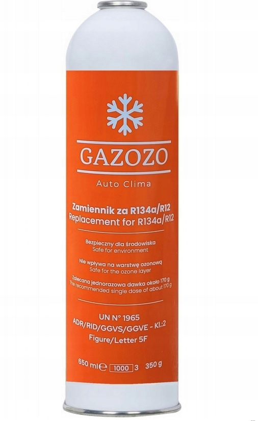 Czynnik Gazozo do napełniania klimy aut na R134a