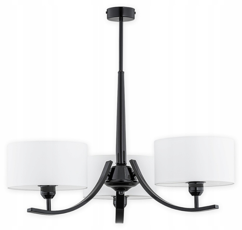 Orso żyrandol 3-punktowy - czarny połysk - biały