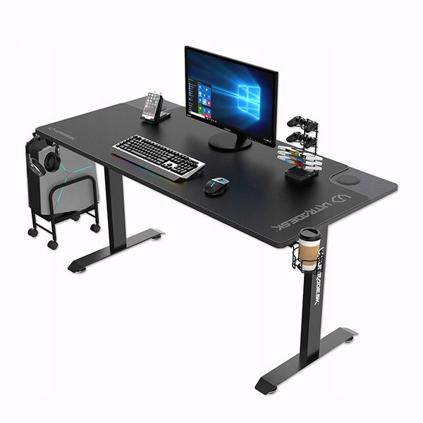 ULTRADESK Biurko dla gracza MOMENTUM - Black, 152,5x70 cm, 75,5 cm, z XL po