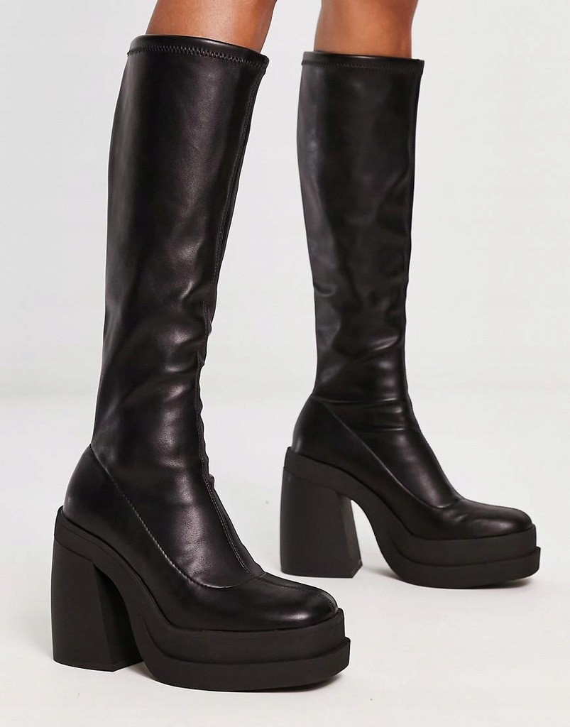 BERSHKA CZARNE KOZAKI PLATFORMA O4B XXC__37 - 13204465199