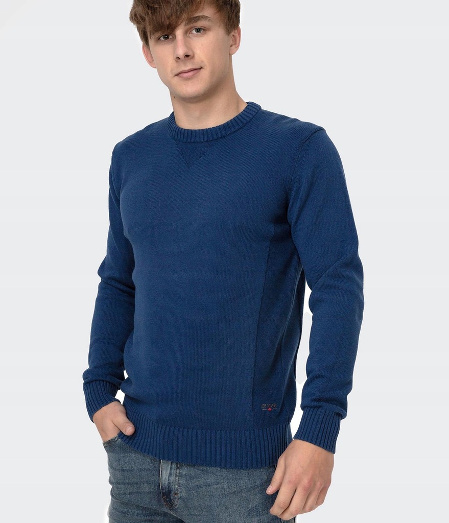 LEE COOPER Sweter męski BILL COTTON BLUE L