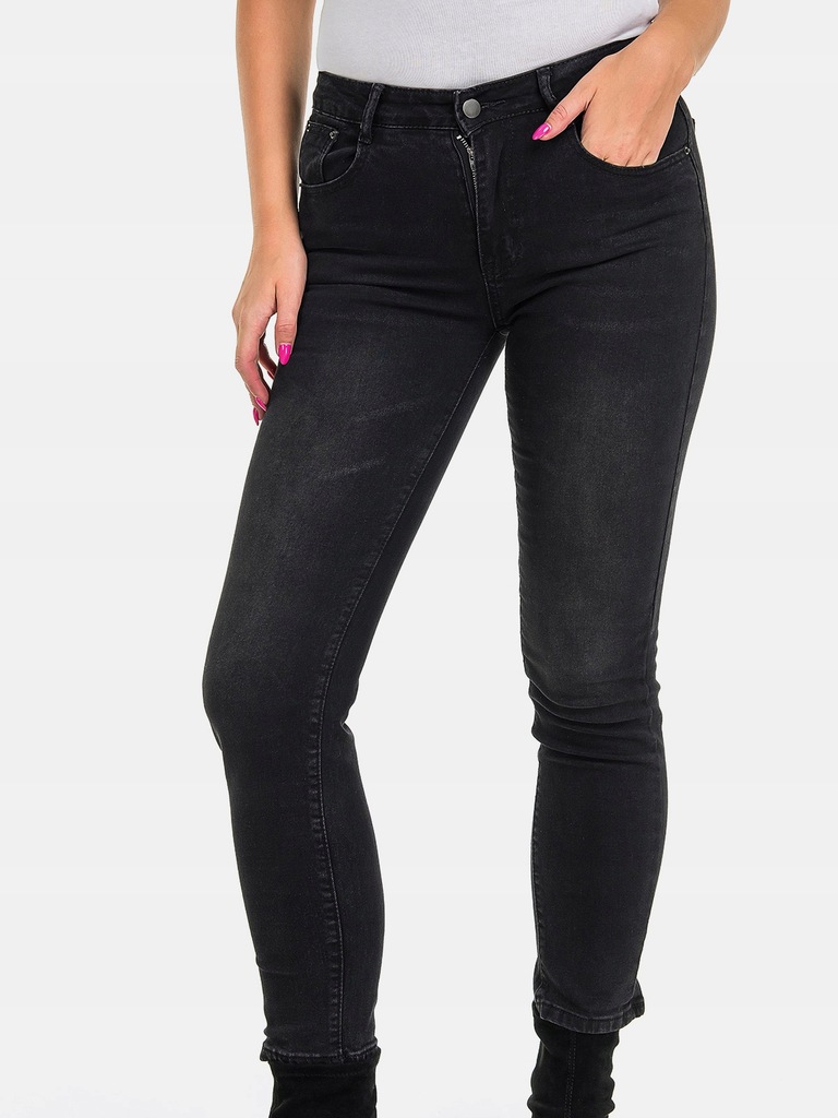 Spodnie Jeans Czarne Damskie Rurki Skinny Elastyczne Dopasowane Jeansy XL