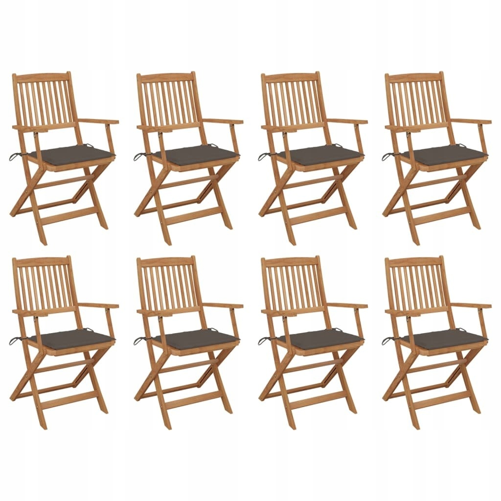 VidaXL Składane krzesła ogrodowe z poduszkami, 8 s