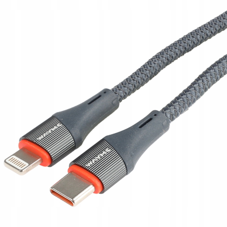Kabel USB-C > Lightning, 100cm, oplot z mikrofibry + Alkotest jednorazowy