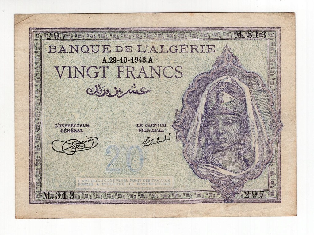 Algieria 20 franków 1943