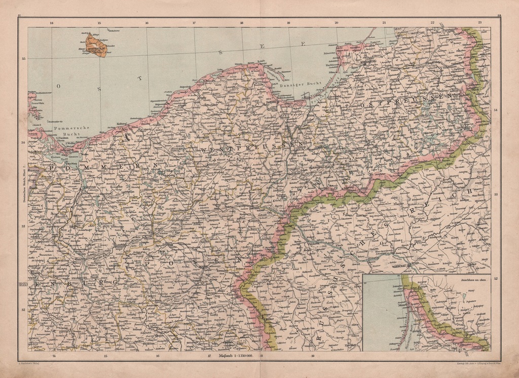 POMORZE PRUSY EFEKTOWNA MAPA 1890 r.