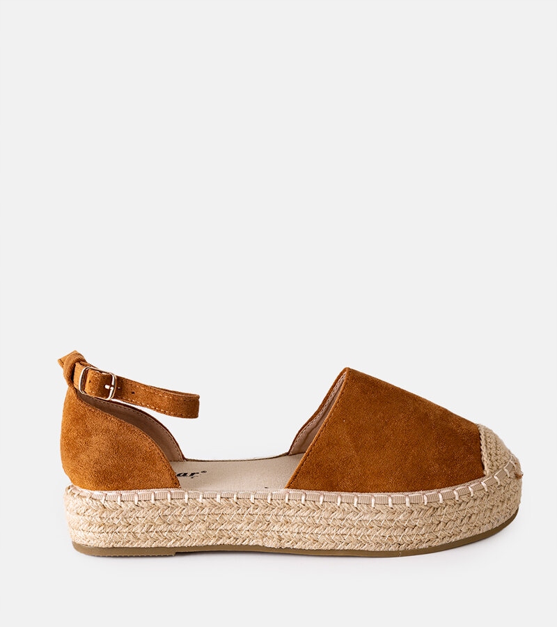 Espadryle damskie brązowe z eko zamszu na platformie 30235 rozmiar 40