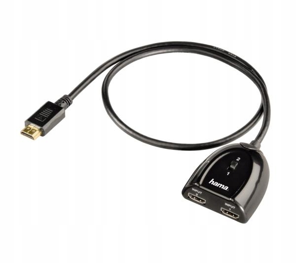 Rozdzielacz wideo Hama 122224 1x WT- 2x GN HDMI