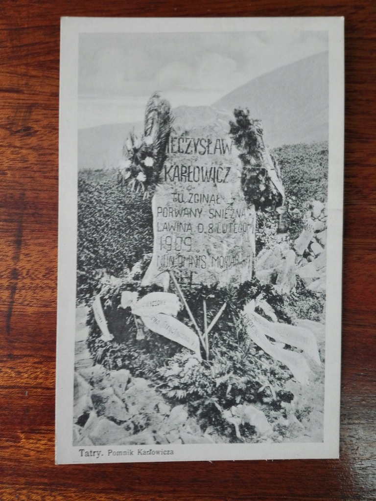 POCZTÓWKA TATRY POMNIK KARŁOWICZA 1916 rok