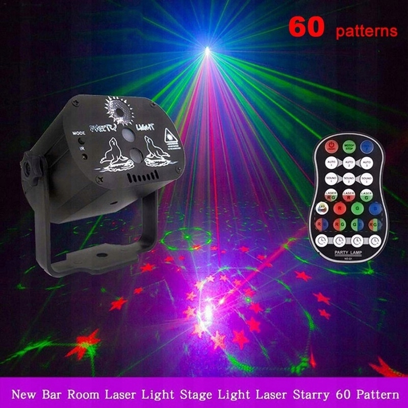 60 WZORÓW RGB DISCO LIGHT LAMPA LASEROWA RGB