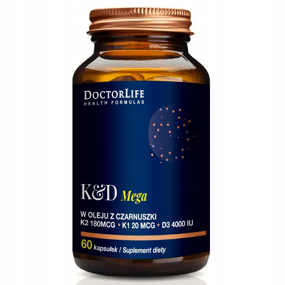 Doctor Life Mega K2+D3 w oleju z czarnuszki suplement diety 60 kapsułek P1