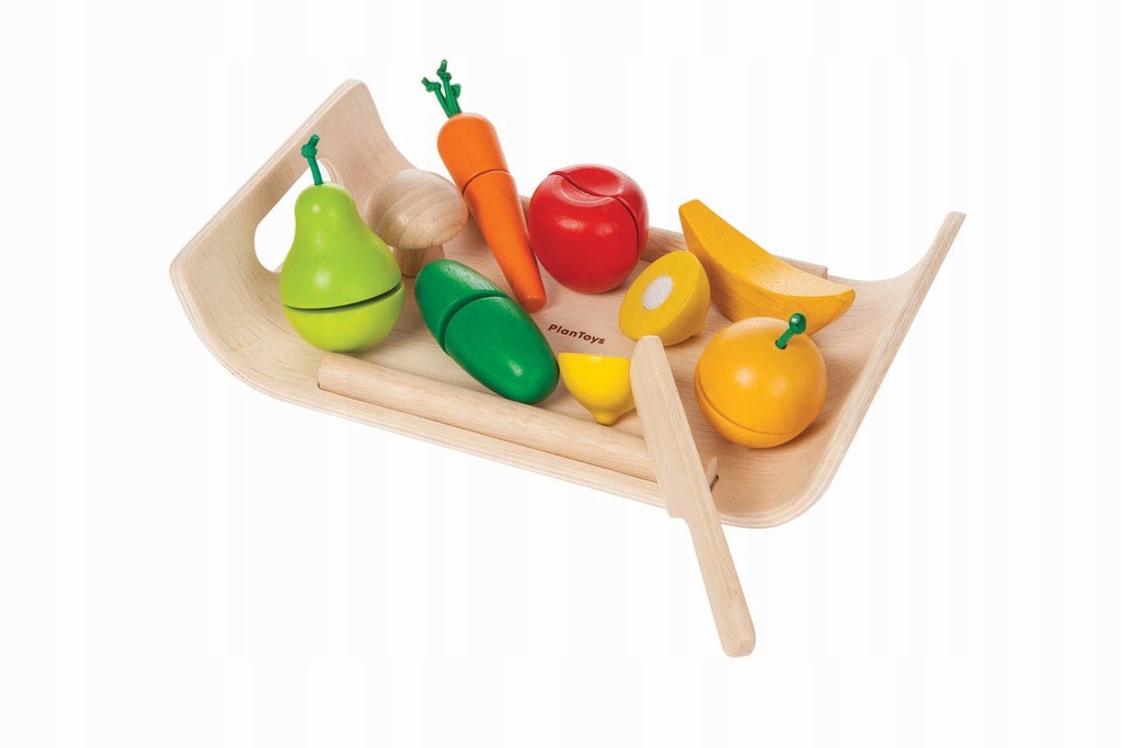 Warzywa i owoce na tacy, drewniany zestaw Plan Toy