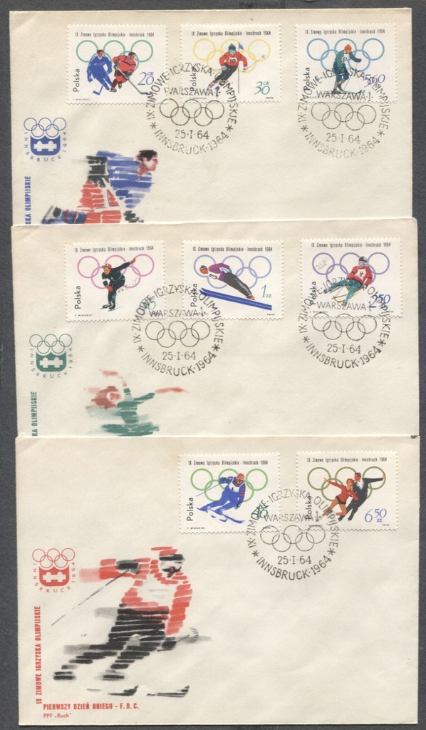 FDC, Olimpiada w Innsbrucku, 1964r.