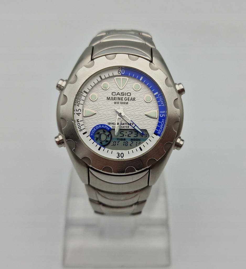 STALOWY MĘSKI CASIO MARINE GEAR - BIAŁY KRUK