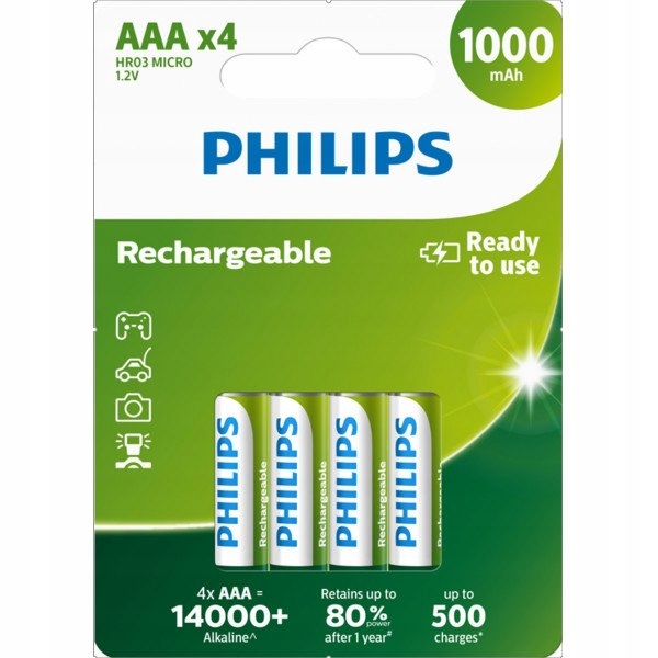 BATERIA PHILIPS AAA LR03 BLISTER 4SZT AKUMULATOR 1