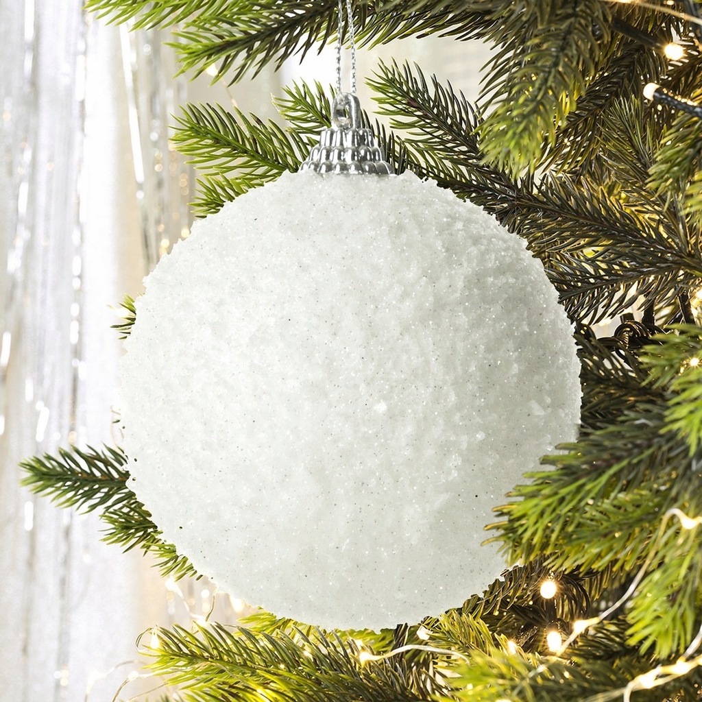 [s] Białe BOMBKI CHOINKOWE szorstkie ZESTAW 4szt m - 8601483698