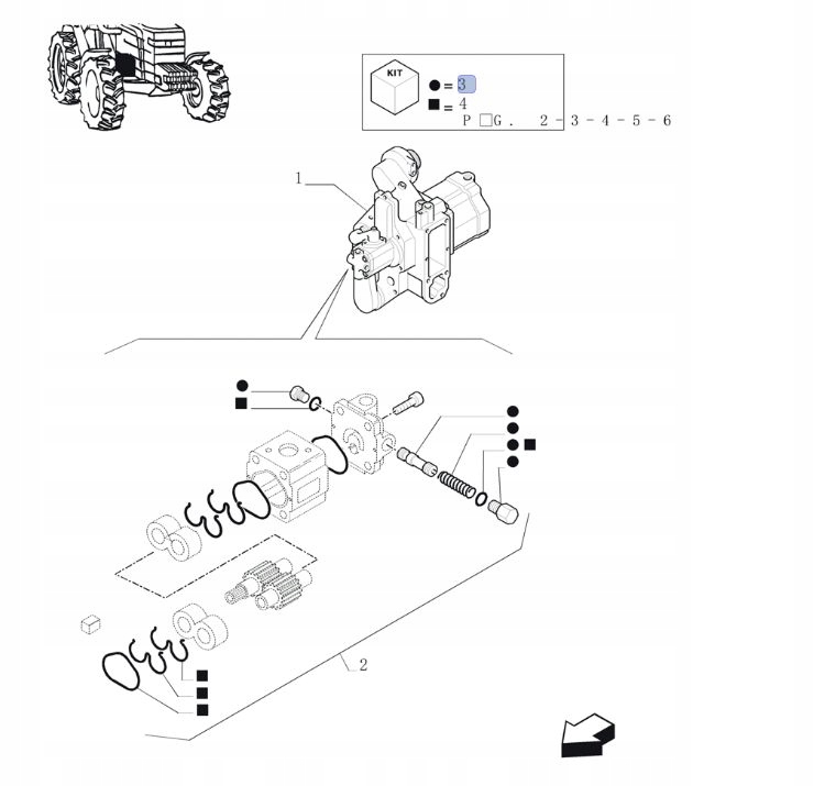 Zestaw naprawczy pompy hydrauliczne New Holland TM 9815676686